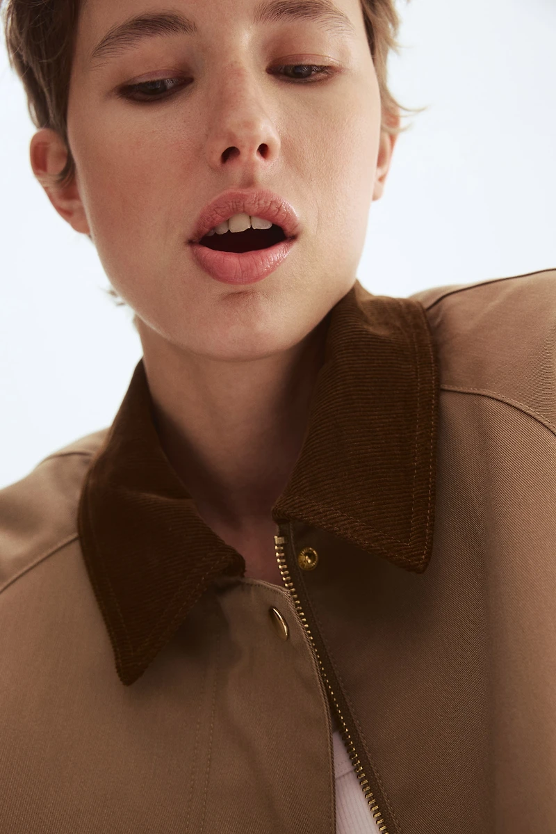 Jacket with Corduroy Collar