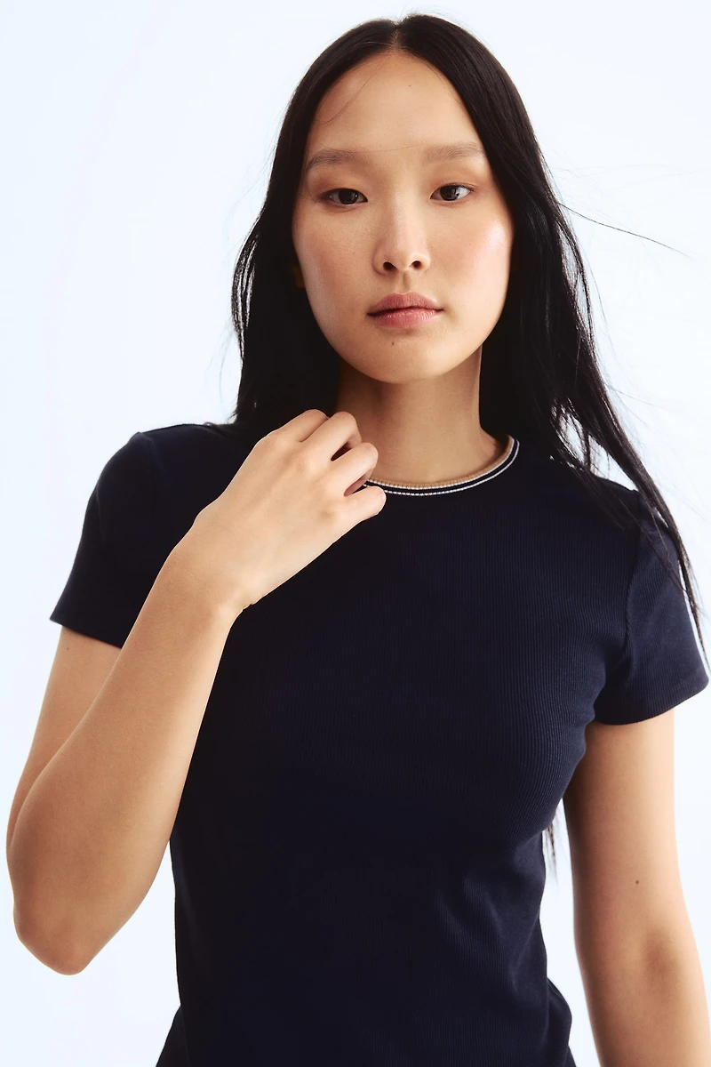 Rib-Knit T-Shirt