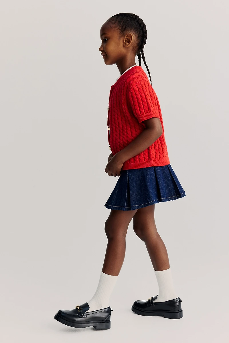 Pleated Denim Skirt