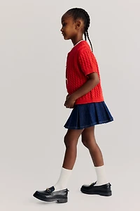 Pleated Denim Skirt