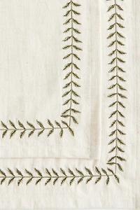 Lot de 2 napperons brodés en lin mélangé