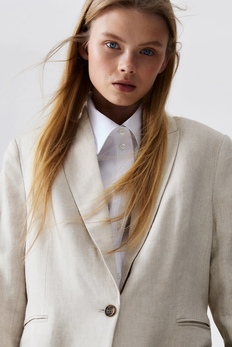 Linen-Blend Blazer