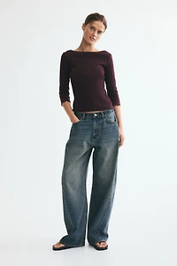 Boat-Neck Top with Lace Insets