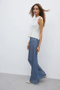 Wide-Leg Open-Knit Pants