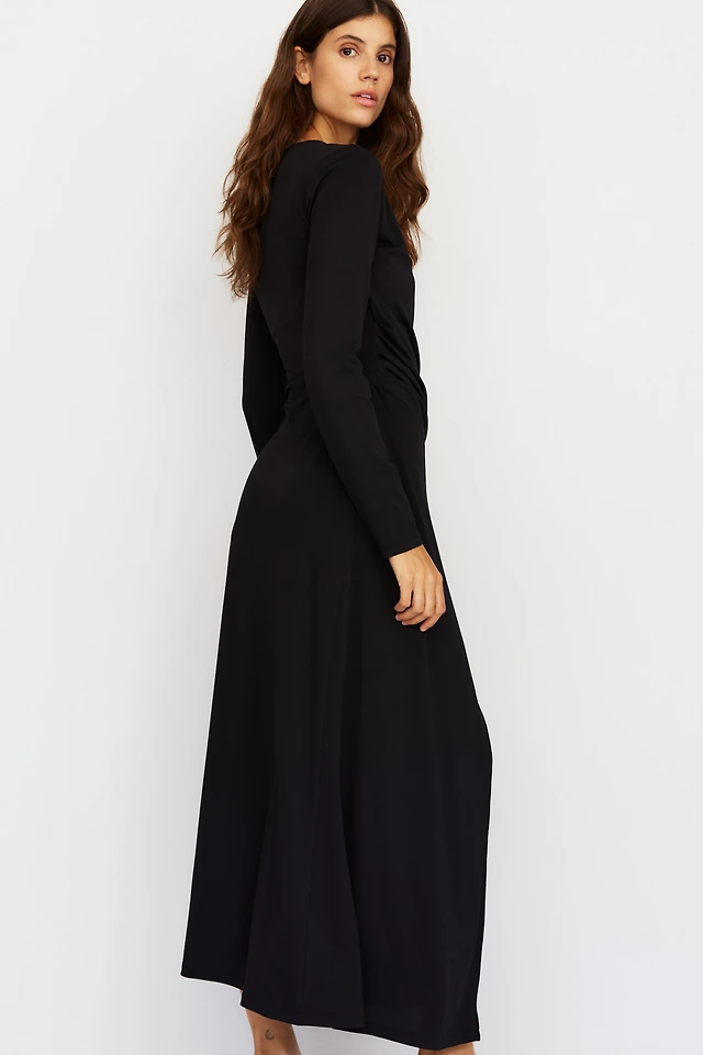 h&m pleated wrapover dress H&M Women's Black Pleated Wrap Over Midi Dress Size S NWT Little Black Dress!