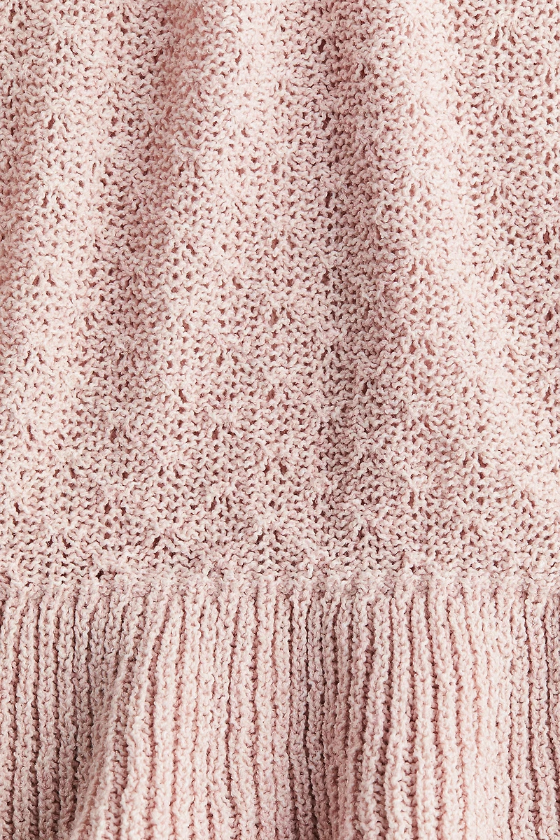 Ruffle-Trimmed Pointelle-Knit Top