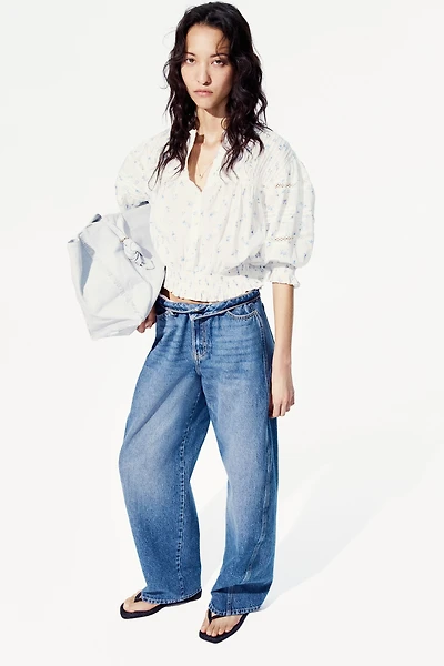 Blouse en coton avec plis nervure