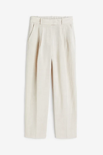 Pantalon effilé en lin mélangé