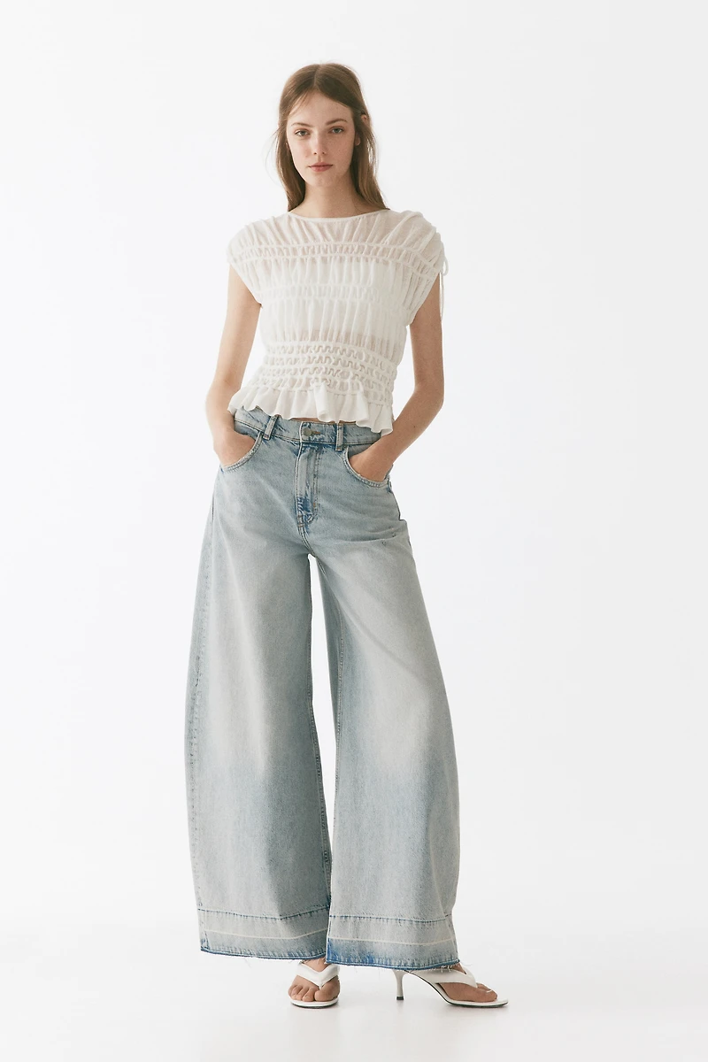 Smocked Fine-Knit Top
