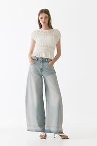 Smocked Fine-Knit Top