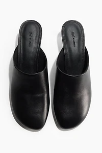 Kitten-Heeled Leather Mules