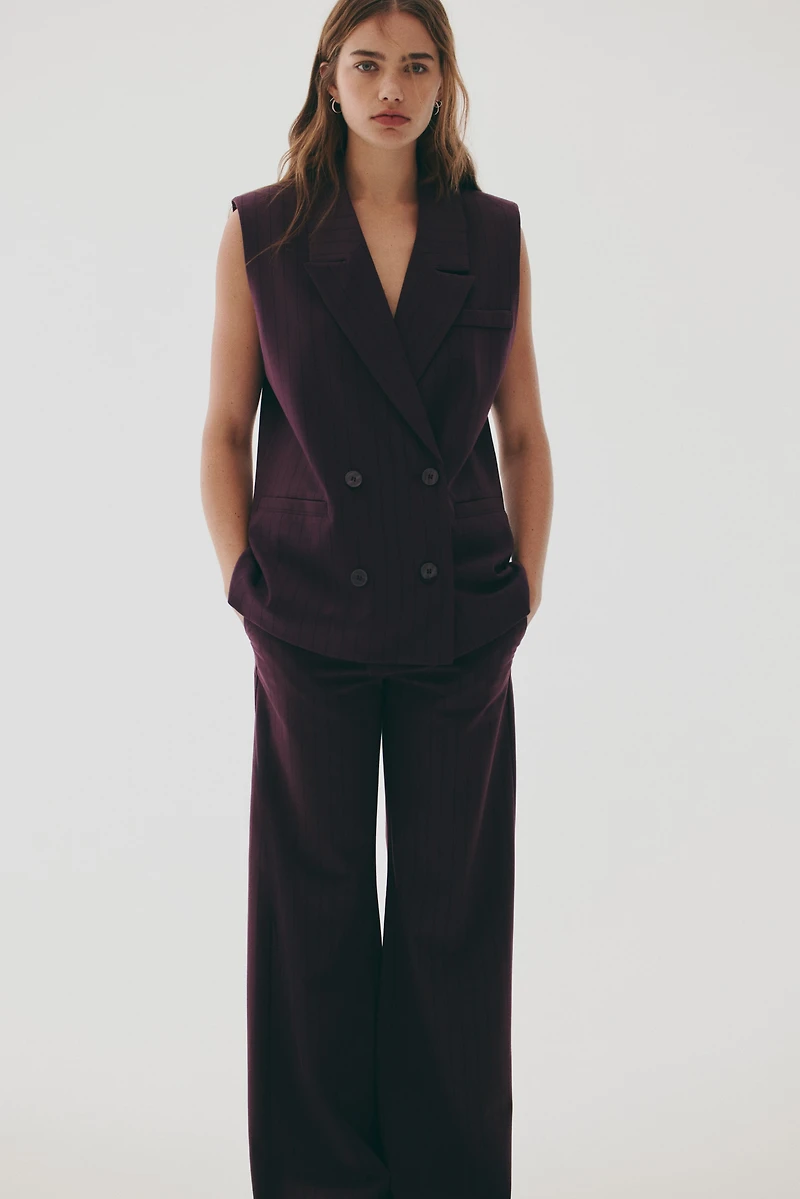 Gilet à la taille sans manches en lin mélangé