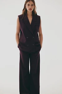 Gilet à la taille sans manches en lin mélangé