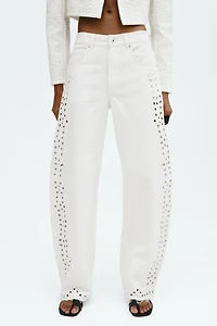 Eyelet-Embroidered Jeans