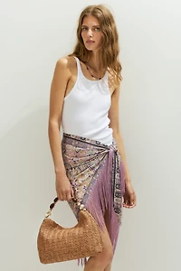 Fringed Satin Hip Scarf