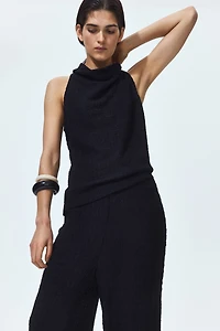 Wide-Leg Crinkled Pants