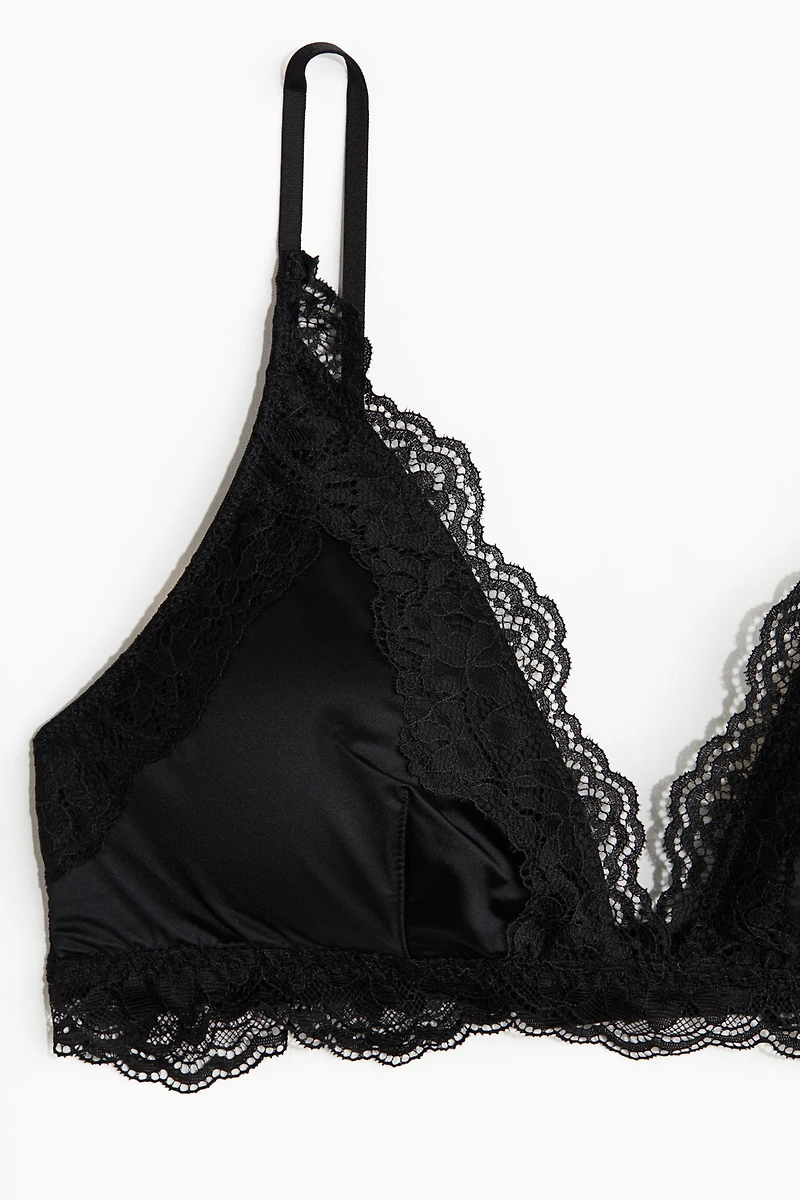 Soutien-gorge coussiné en microfibre et dentelle