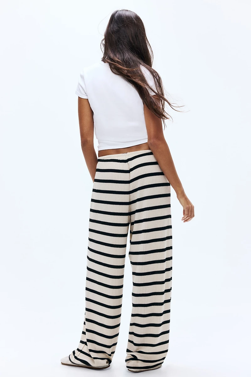 Wide-Leg Rib-Knit Pants
