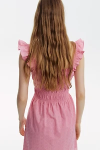 Smocked Dress with Eyelet Embroidery