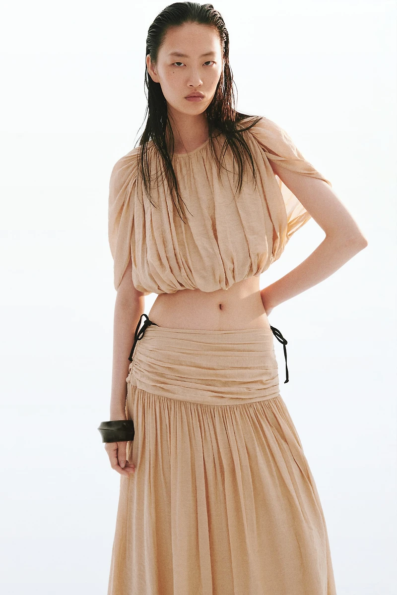 Gathered Crêpe Skirt
