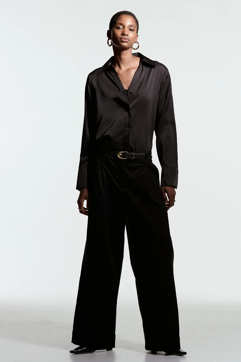 Wide-Leg Corduroy Pants