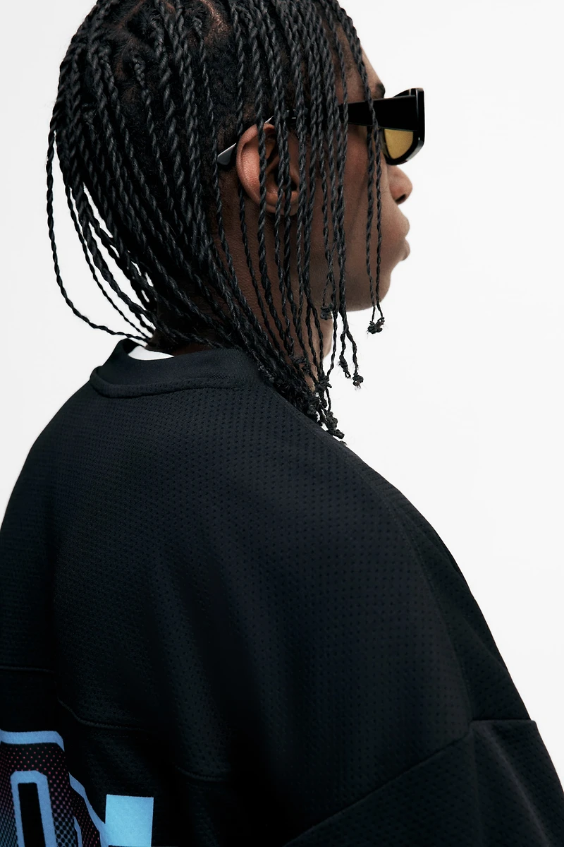 Oversized Printed Mesh T-Shirt