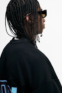 Oversized Printed Mesh T-Shirt