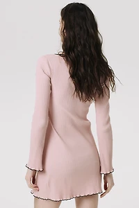 Ribbed Dress with Flared Skirt