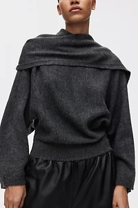 Oversized Scarf-Detail Sweater