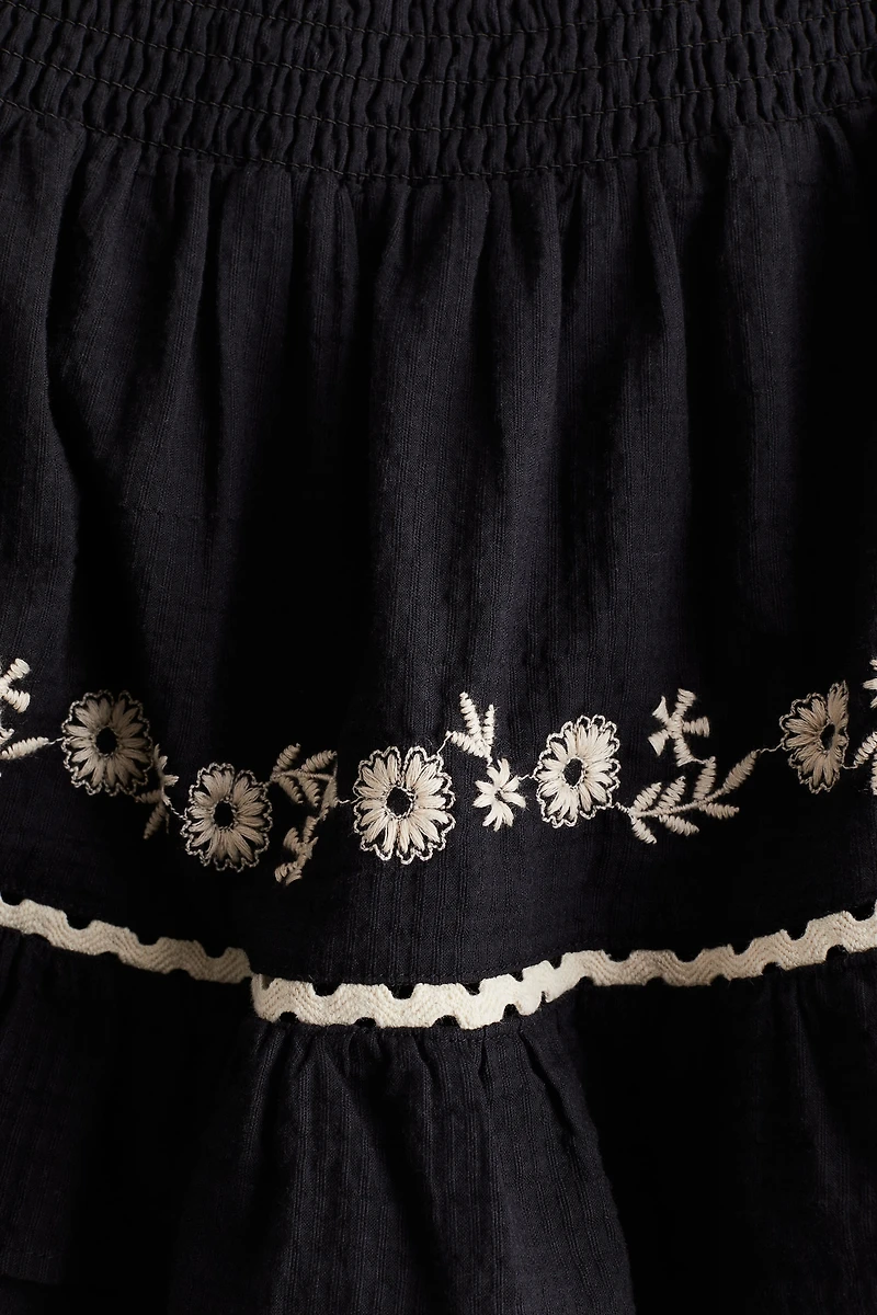 Embroidered-Detail Cotton Skirt