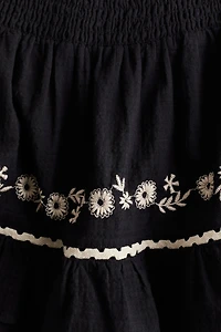 Embroidered-Detail Cotton Skirt