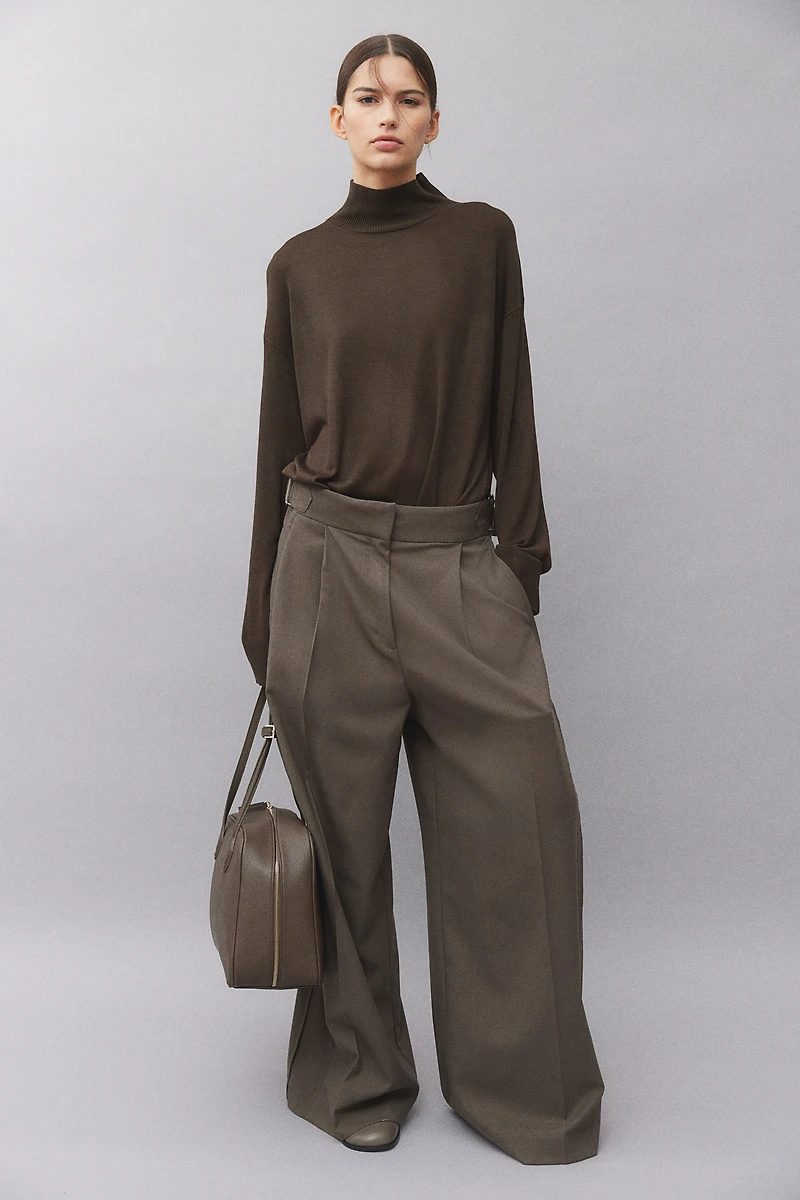 Fine-Knit Mock Turtleneck Sweater