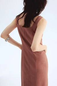 Linen-blend midi dress