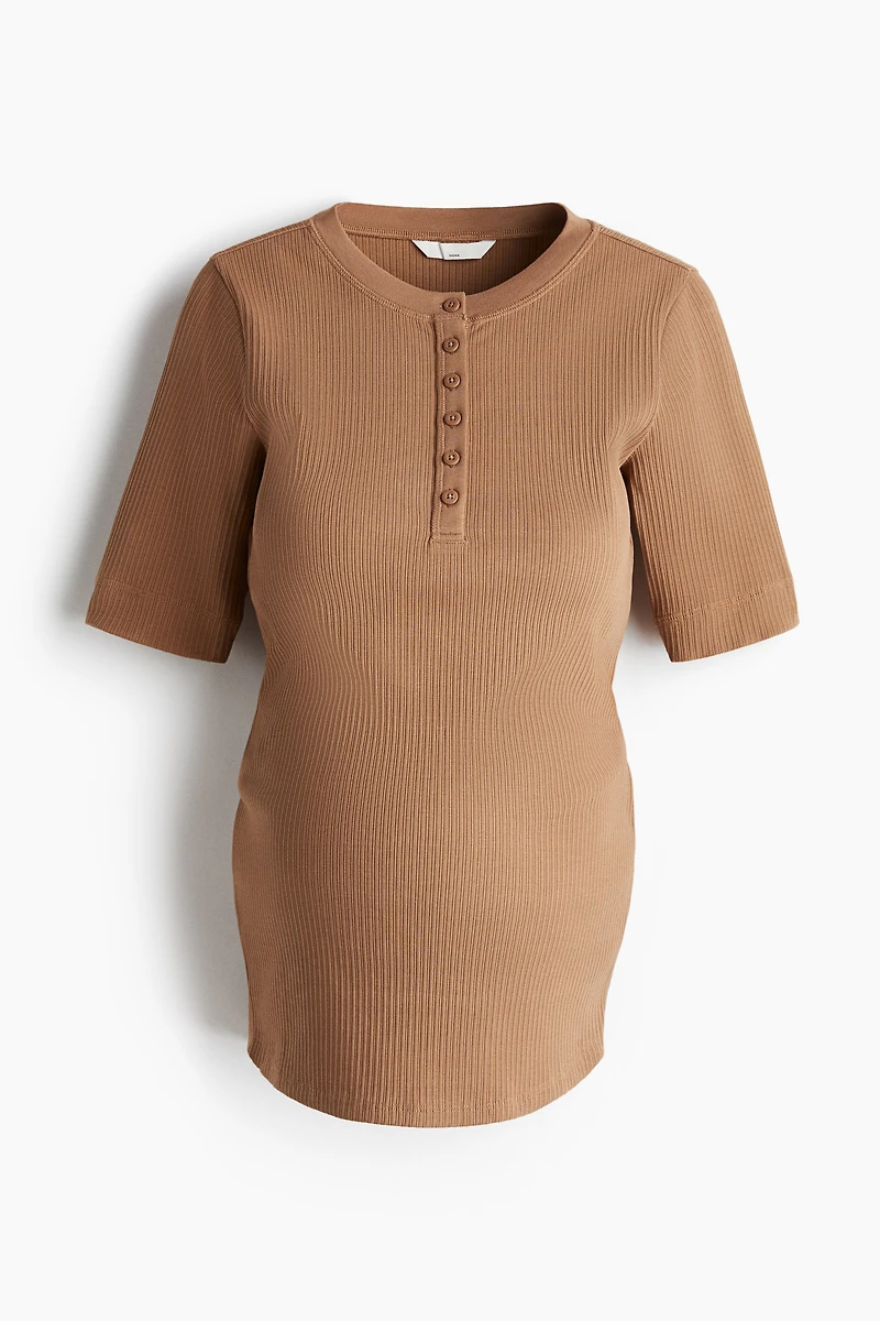 MAMA Ribbed Henley Top
