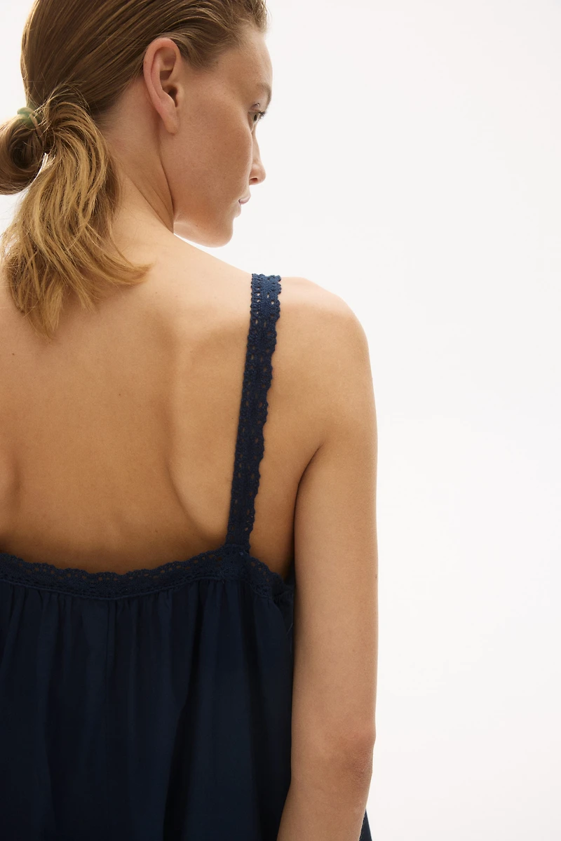 Lace-Trimmed Dress with Flared Skirt