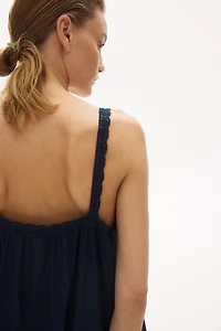 Lace-Trimmed Dress with Flared Skirt