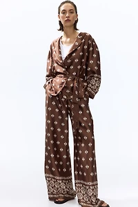 Straight-Leg Satin Pants