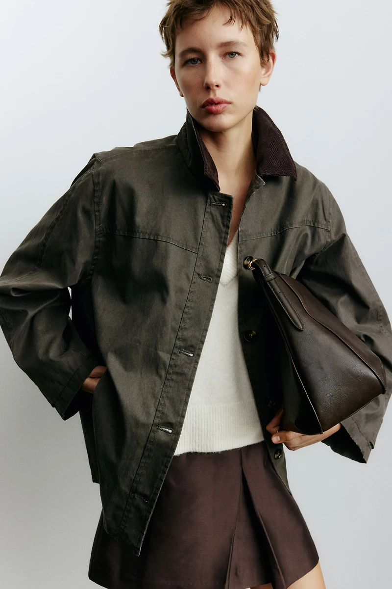 Jacket with Corduroy Collar