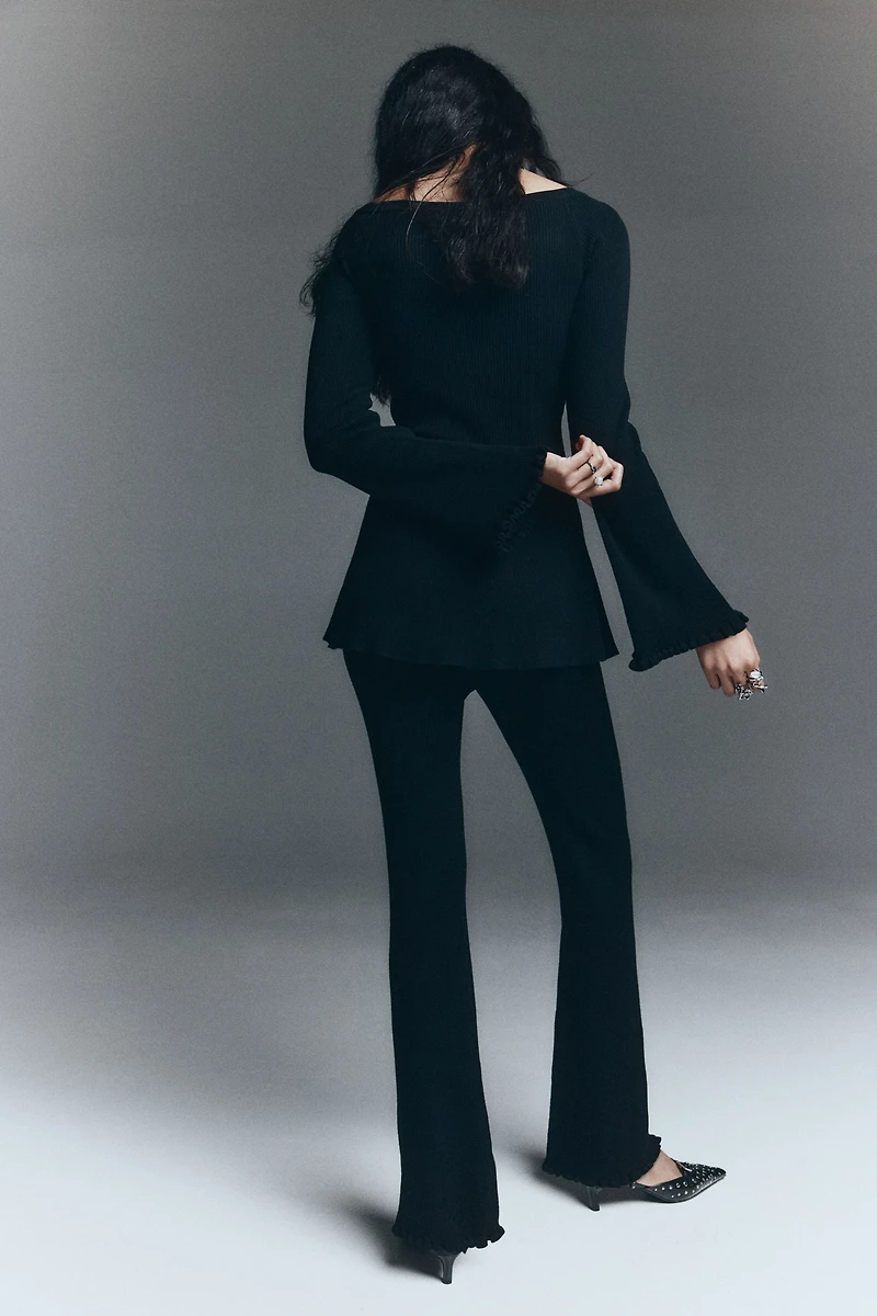 Haut à épaules dénudées en tricot côtelé