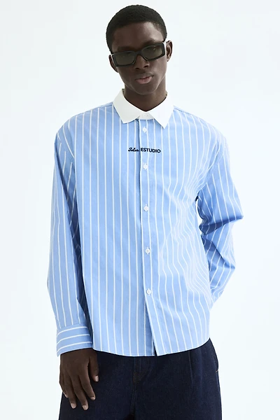 Relaxed-Fit Embroidered-Motif Cotton Shirt