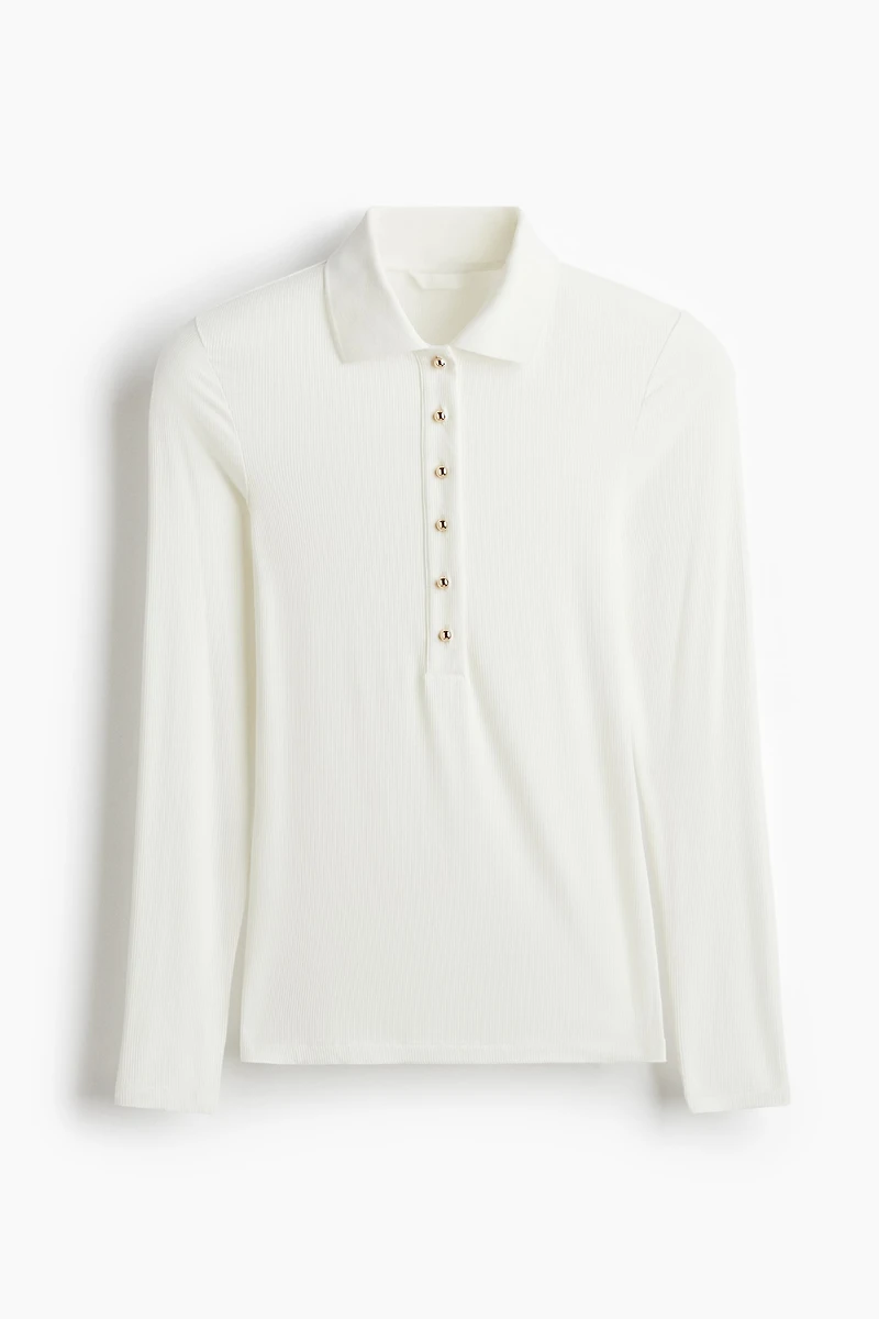 Rib-Knit Polo Shirt