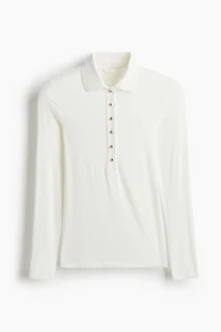 Rib-Knit Polo Shirt