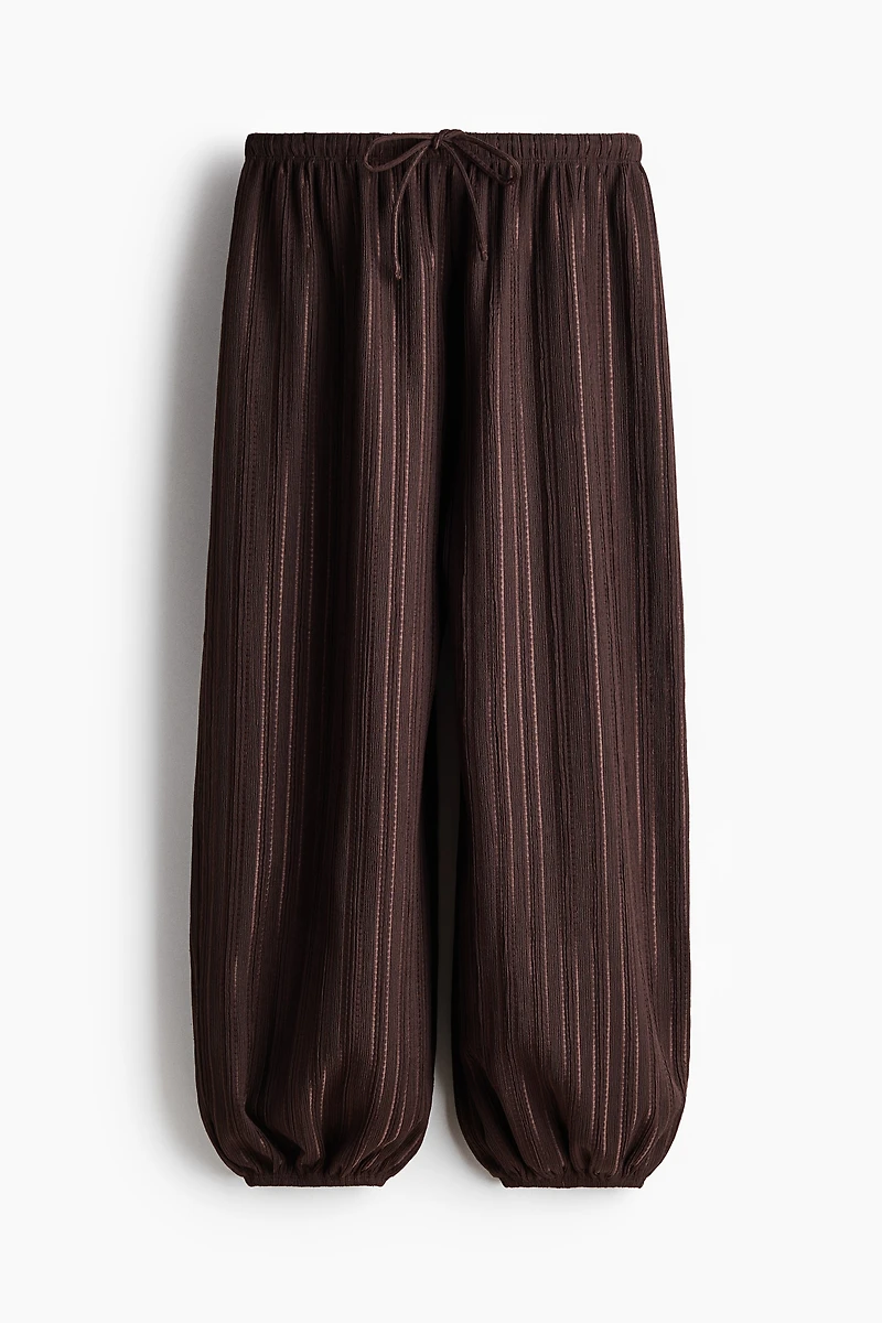 Textured Balloon-Leg Pants