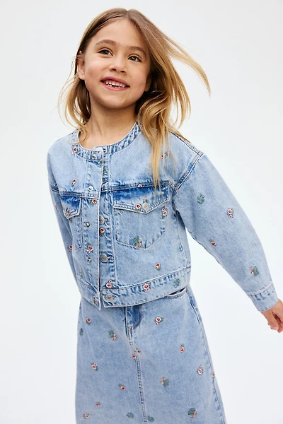 Embroidered-Detail Denim Jacket