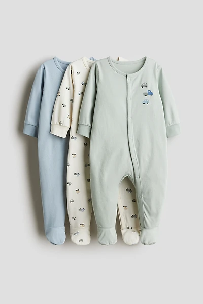 3-pack Cotton Pajama Jumpsuits