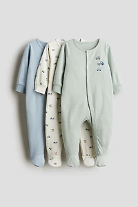 3-pack Cotton Pajama Jumpsuits