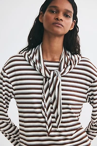 Long-Sleeved Scarf-Collar Top