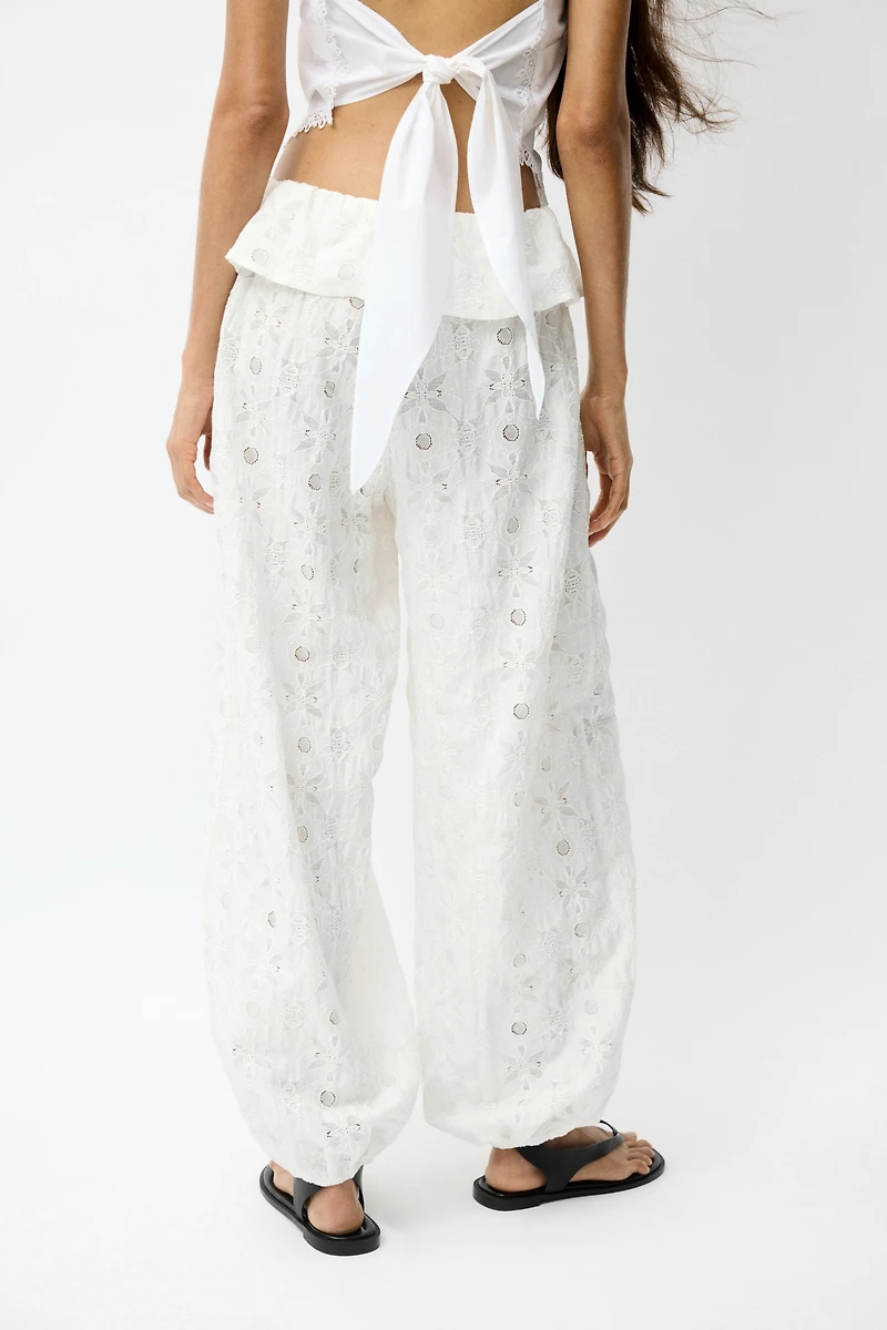 Cotton-Blend Balloon-Leg Pants