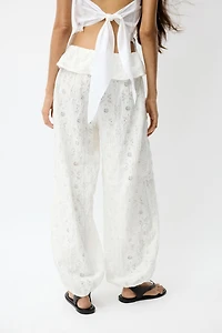 Cotton-Blend Balloon-Leg Pants