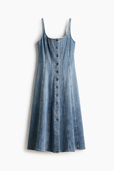 Button-Front Denim Dress